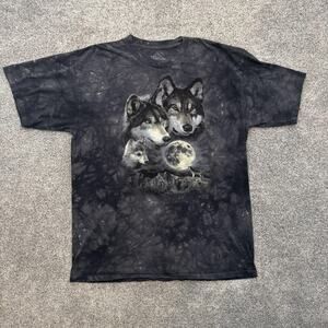 The Mountain Wolves Moon Shirt Mens XL Gray Graphic Nature Tee Tie Dye Outdoors